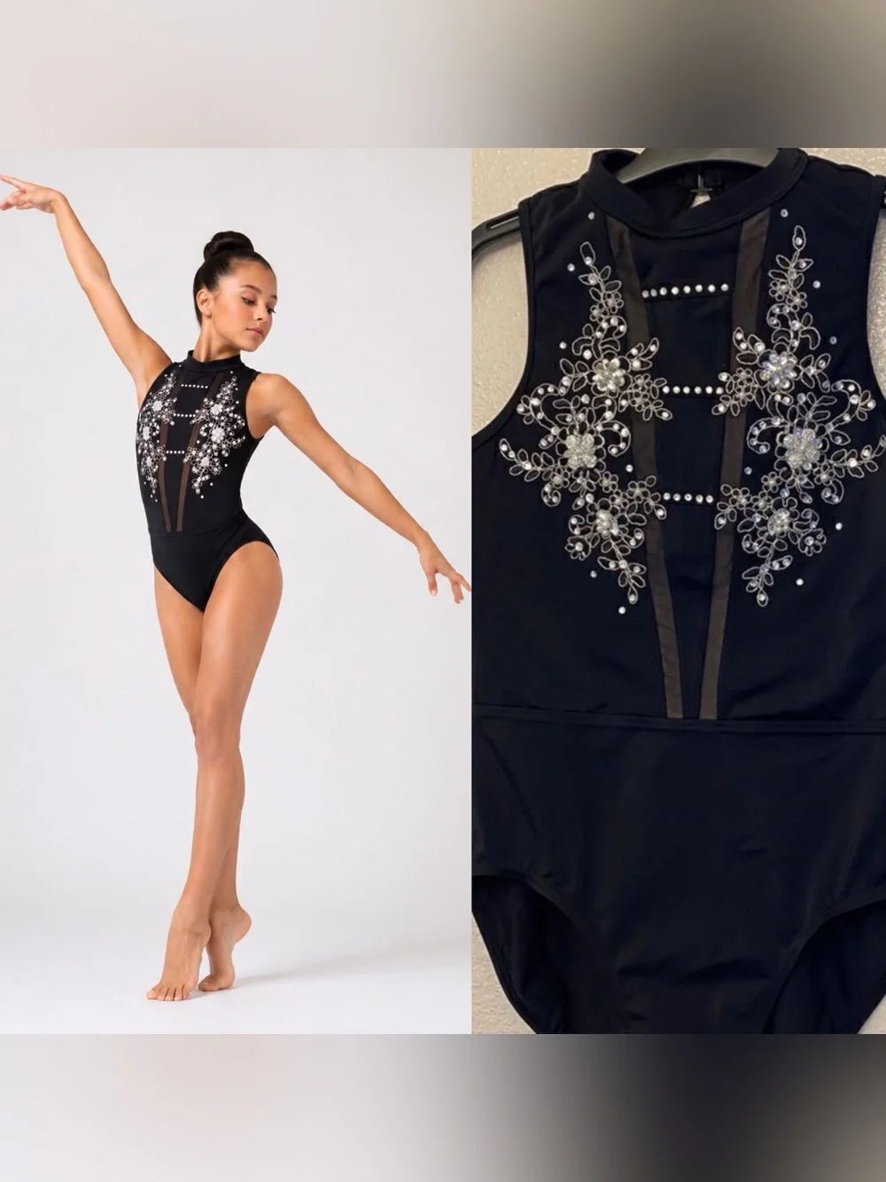 WEISSMAN Balera Dance Costume black custom Illusion contemporary acro MT13121 MA
